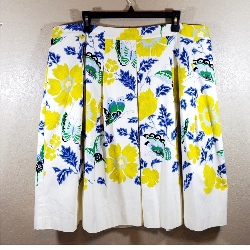 Talbots RSVP Pleated A-Line Lined Floral Butterfly Plus Size Spring Summer Skirt